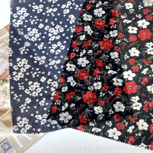 Polyester 100D Small Flower Pattern Chiffon Printed Fabric